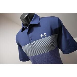 Under Armour Playoff Golf Polo Stretch Striped Athletic Shirt Mens Sz Medium
